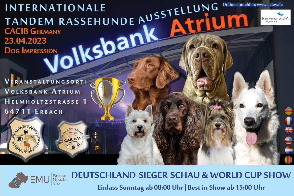 Internationale Gebrauchs- und Tandem-Rassehunde-Ausstellung in Erbach (Volksbank Atrium) am 23.04.2023