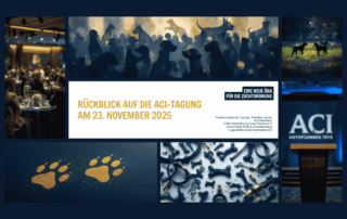 Banner zur ACI-Tagung 2025 mit kynologischer Fachversammlung, Fokus auf Zuchtordnung, DNA-Registrierung und verantwortungsvolle Hundezucht.