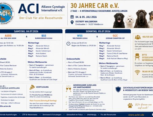 Tagesablaufplan für die Internationale Tandem-Rassehunde-Ausstellung 04.07. & 05.07.2026